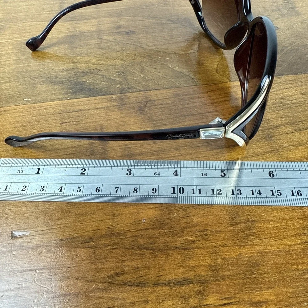 Jessica Simpson Oversized Rectangular Black Brown Tortoise Gold Sunglasses J5686